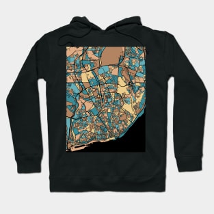 Lisbon Map Pattern in Mid Century Pastel Hoodie